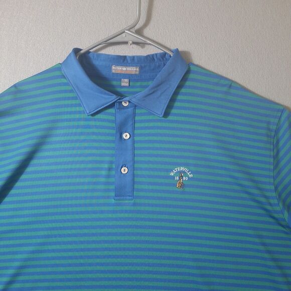 Peter Millar Summer Comfort Polo Shirt Mens XXL Blue Green Waterville Golf Links - Picture 2 of 8